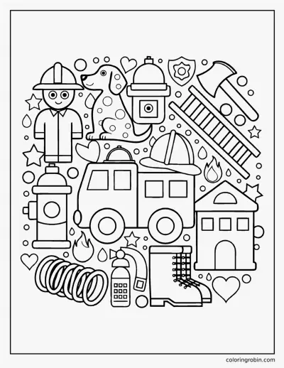 Fire Safety Doodle Page coloring page