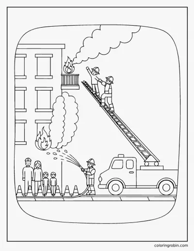 Ladder Truck Rescue coloring page