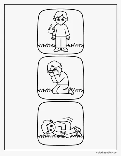 Stop Drop and Roll coloring page