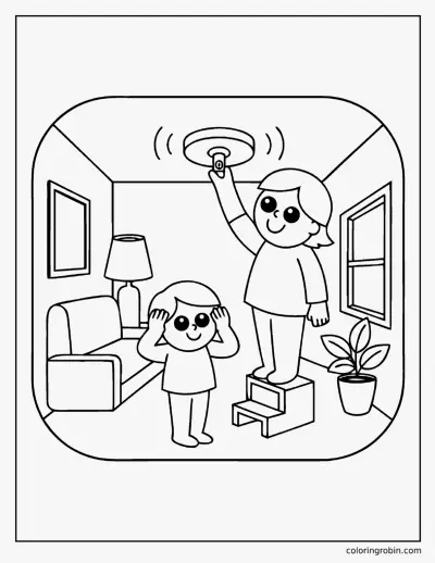 Testing the Smoke Alarm coloring page