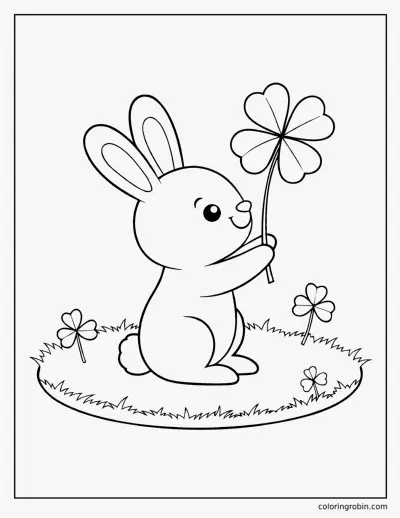 Bunny with a Four Leaf Clover coloring page