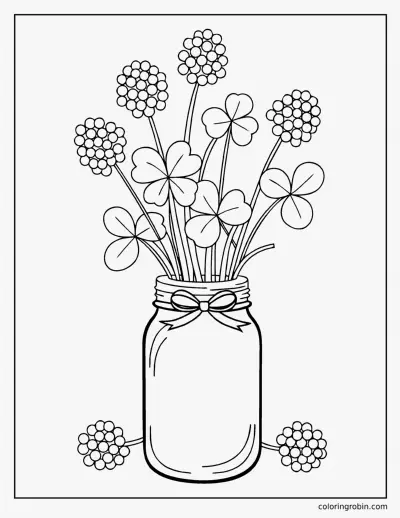 Clover Bouquet in a Jar coloring page