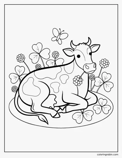 Cow in the Clover coloring page