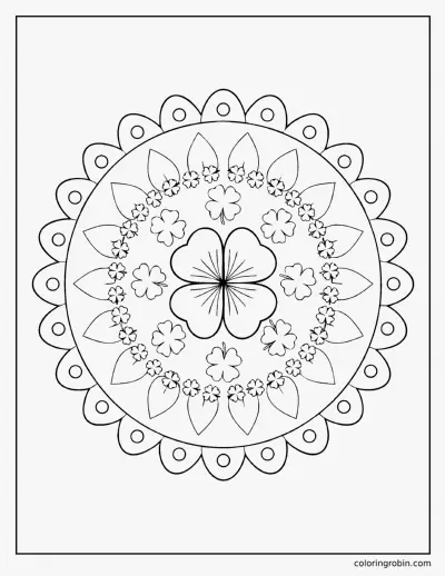Four Leaf Clover Mandala coloring page