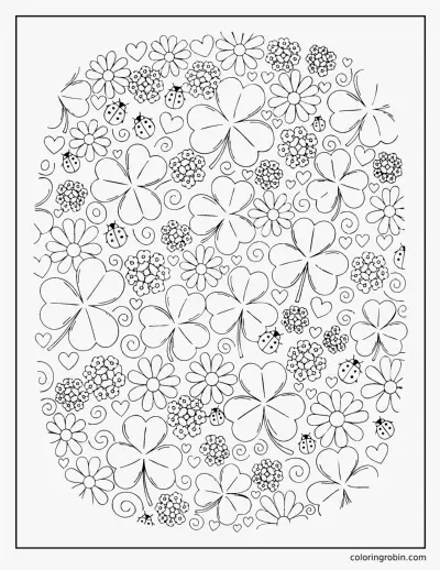 Four Leaf Clover Pattern coloring page