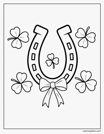 Lucky Horseshoe with Shamrocks coloring page