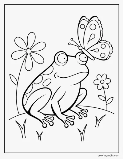 Frog and a Butterfly coloring page