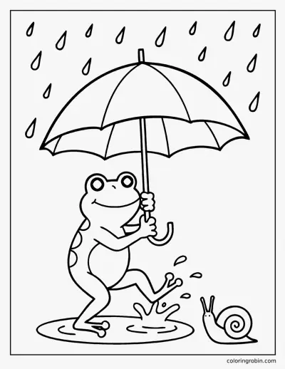 Frog in the Rain coloring page