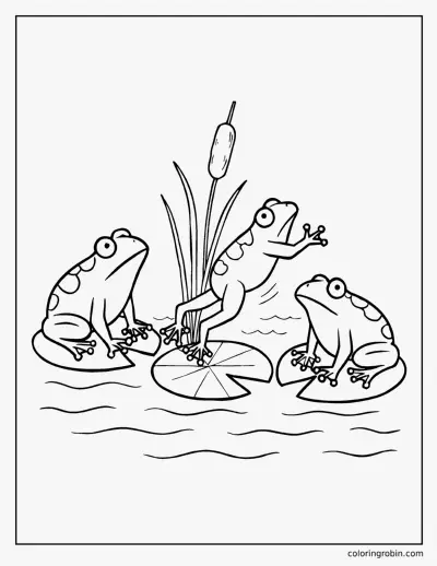 Three Frogs Leaping coloring page