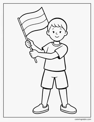 Child with the Flag coloring page