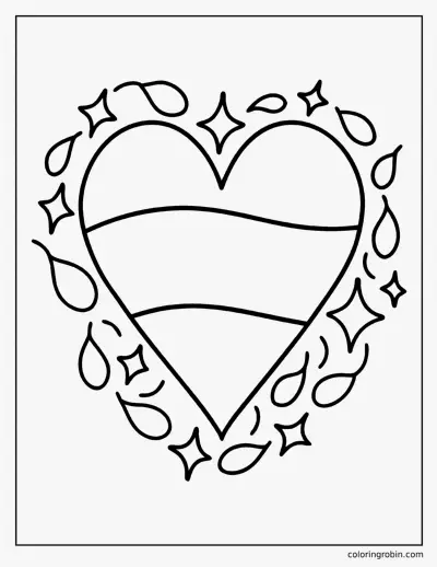 Flag Heart coloring page