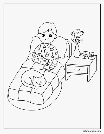 Child with an Arm in a Cast coloring page