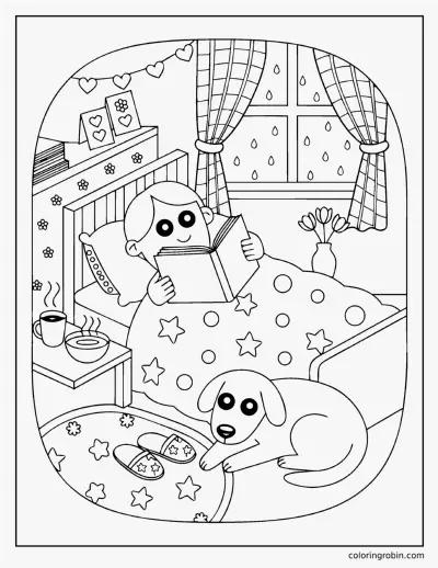 Cosy Sick Day coloring page