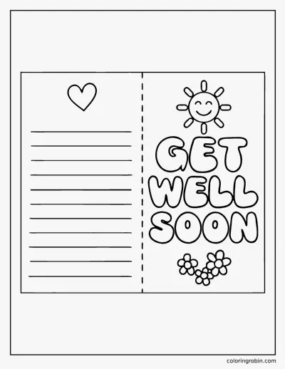 Get Well Soon Card coloring page