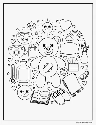 Get Well Soon Doodle Page coloring page