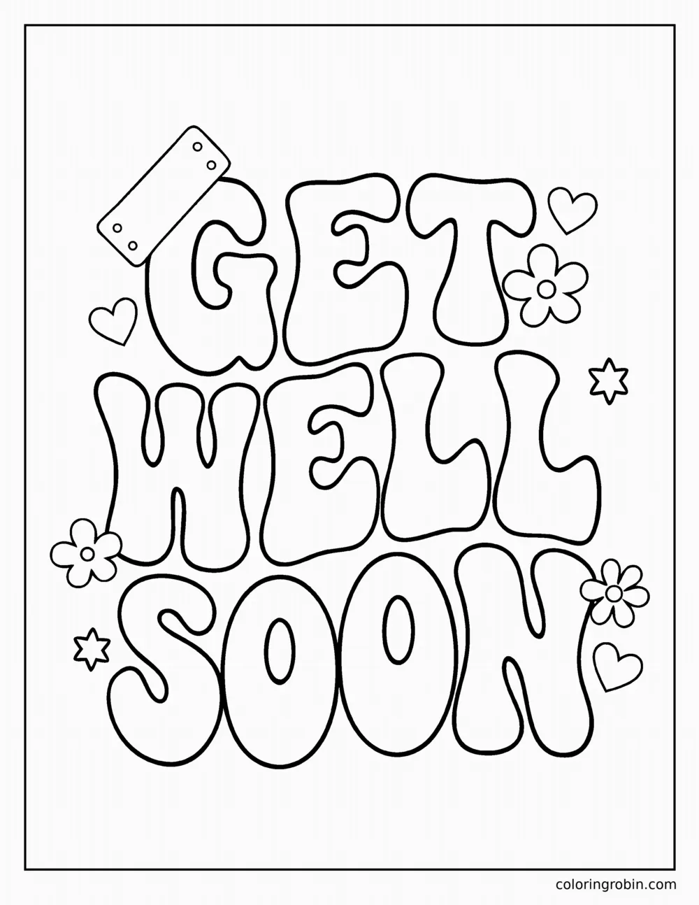 Get Well Soon Lettering coloring page