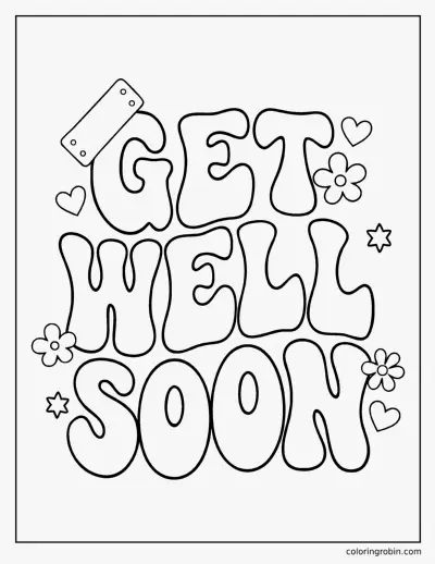 Get Well Soon Lettering coloring page