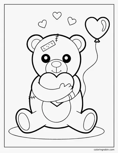 Get Well Soon Teddy Bear coloring page