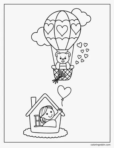 Get Well Wishes by Balloon coloring page