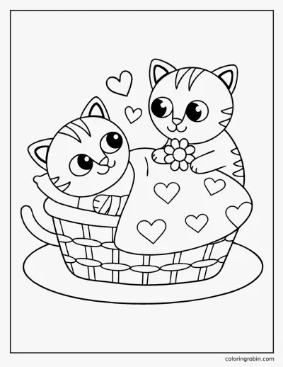 Kitten Visiting a Poorly Friend coloring page