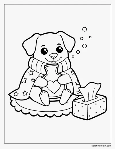 Puppy with a Cold coloring page