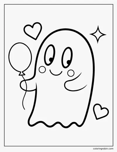 Cute Ghost with a Balloon coloring page