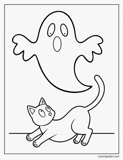 Ghost and a Cat coloring page