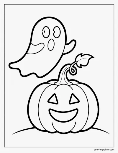 Ghost and a Pumpkin coloring page
