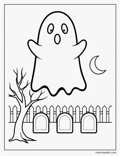 Ghost in a Graveyard coloring page