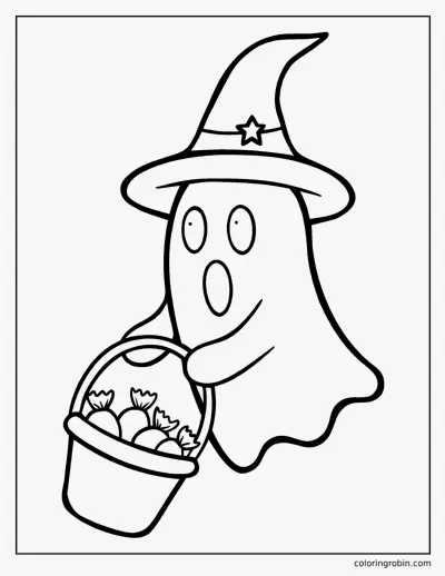 Ghost in a Witch Hat coloring page