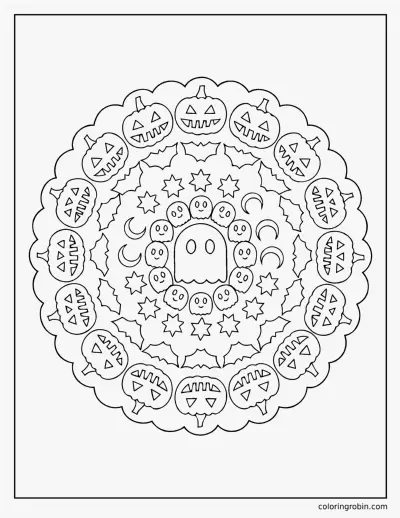 Ghost Mandala coloring page