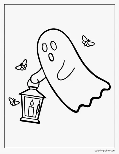 Ghost with a Lantern coloring page