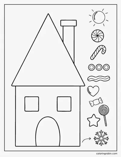 Build Your Own Gingerbread House coloring page