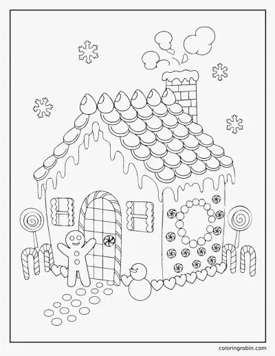 Candy Gingerbread House coloring page