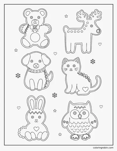 Gingerbread Animal Cookies coloring page