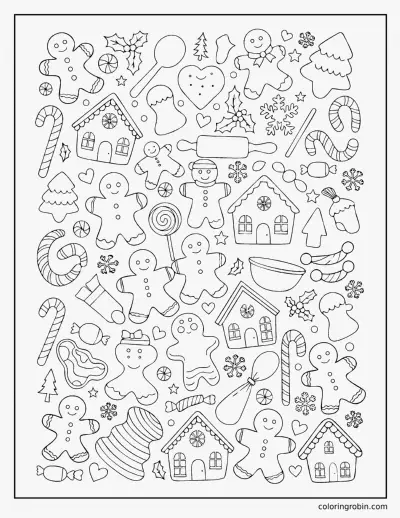 Gingerbread Doodle Page coloring page