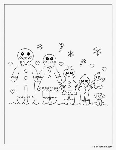 Gingerbread Family coloring page