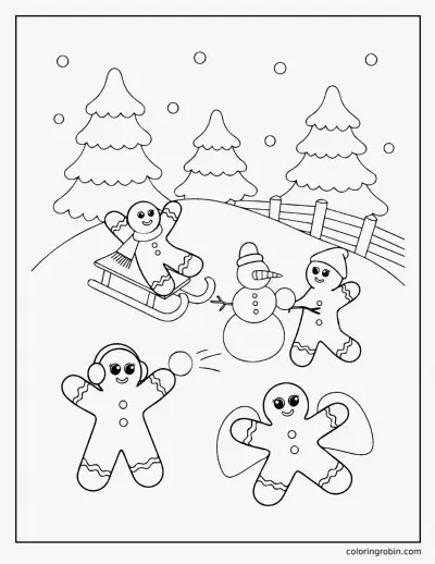 Gingerbread in the Snow coloring page