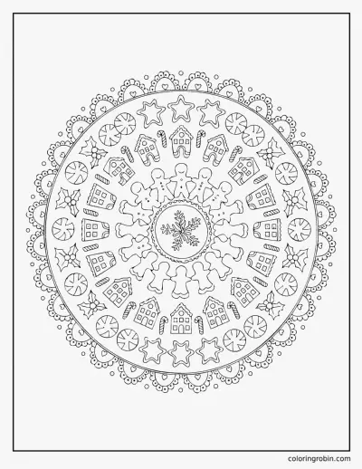 Gingerbread Mandala coloring page