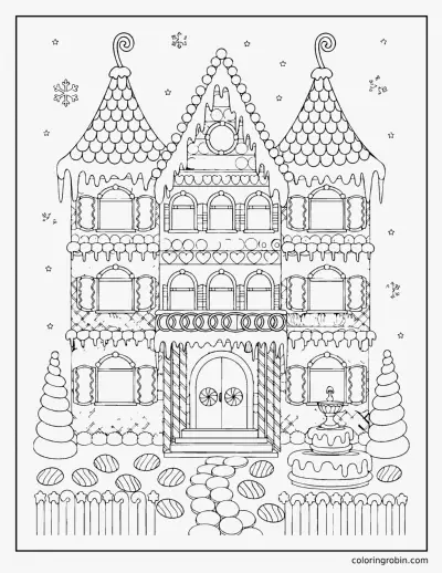 Gingerbread Mansion coloring page
