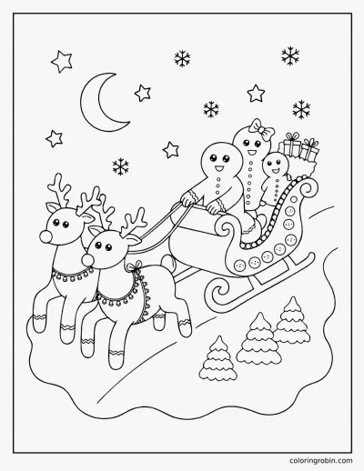 Gingerbread Sleigh Ride coloring page