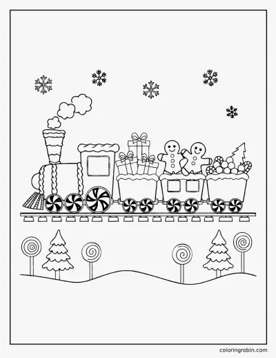 Gingerbread Train coloring page