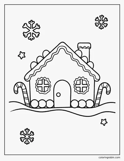 Simple Gingerbread House coloring page