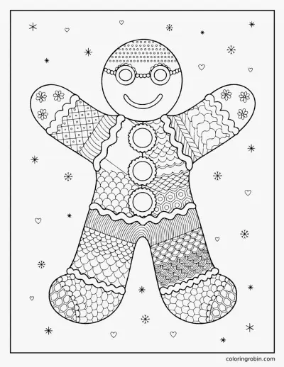 Zentangle Gingerbread Man coloring page