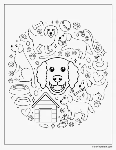 Golden Retriever Doodle Page coloring page