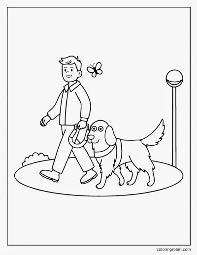 Golden Retriever Guide Dog coloring page