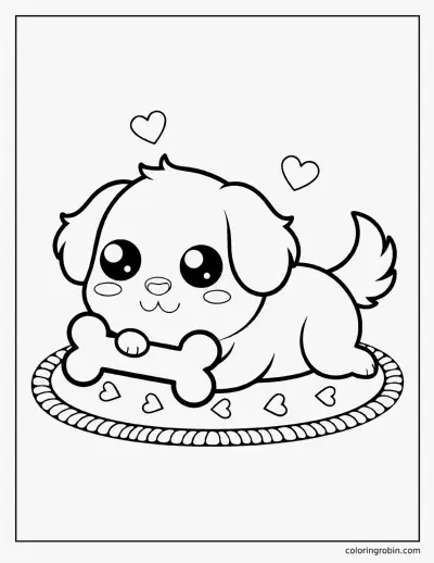 Kawaii Golden Retriever coloring page