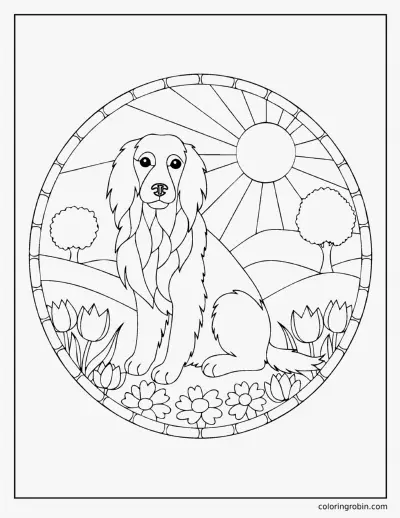 Stained Glass Golden Retriever coloring page