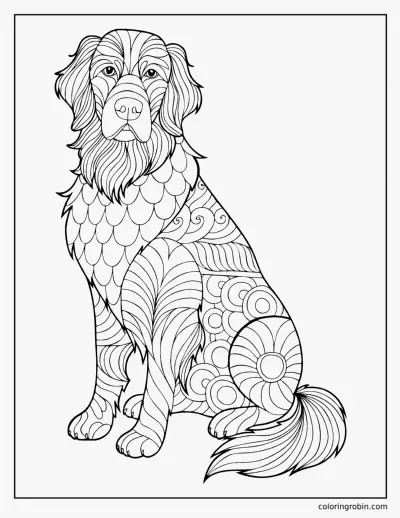 Zentangle Golden Retriever coloring page
