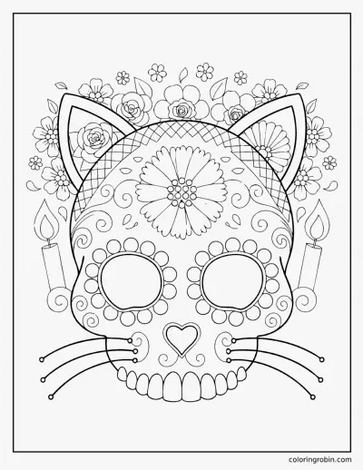Sugar Skull Cat coloring page